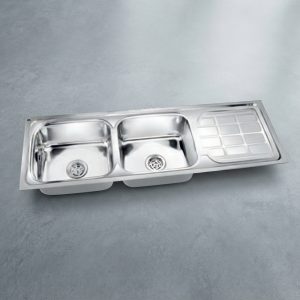 DOUBLE BOWL WITH DRAIN BOARD (MAHARAJA)